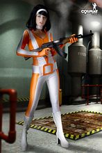 Slender girl in video game costume - Image 1